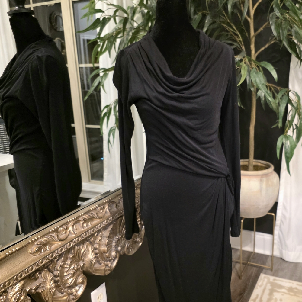Ted Baker Black Long Sleeve Draped Dress
